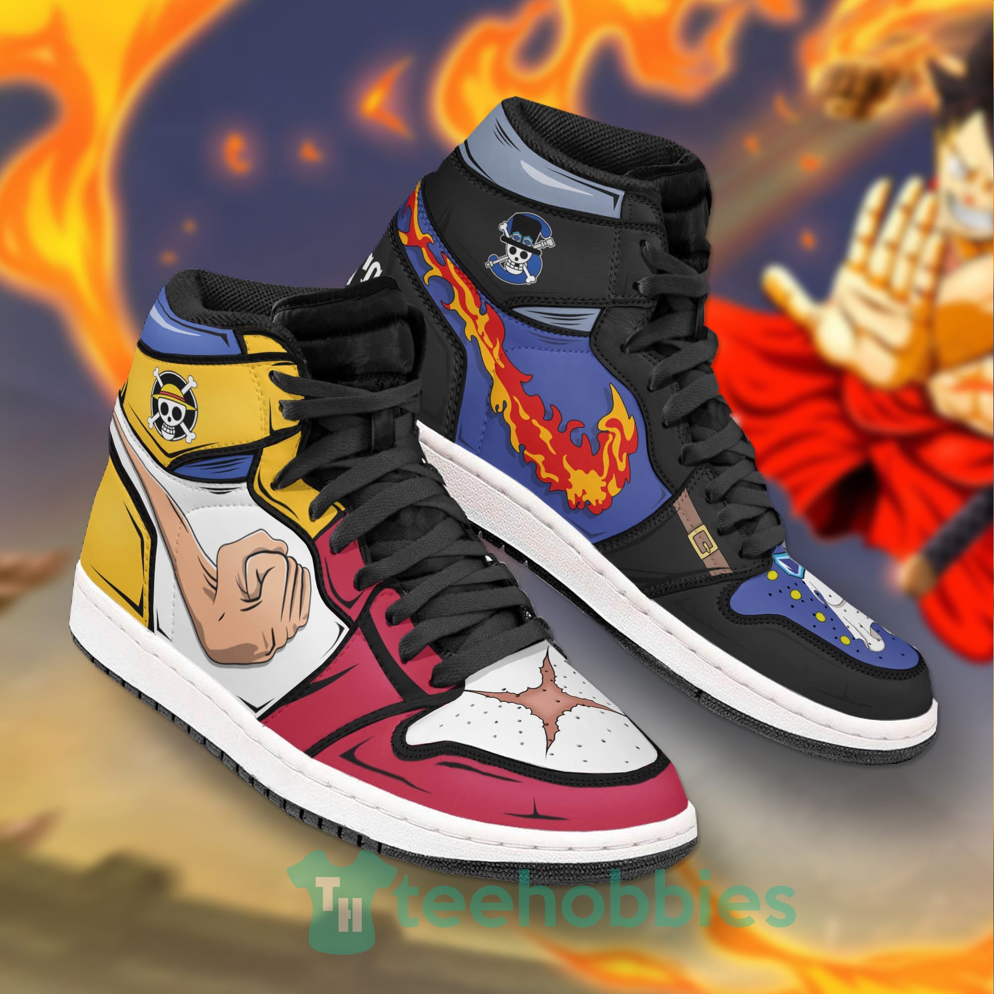 Luffy And Sabo Anime Custom One Piece Air Jordan Hoghtop Shoes