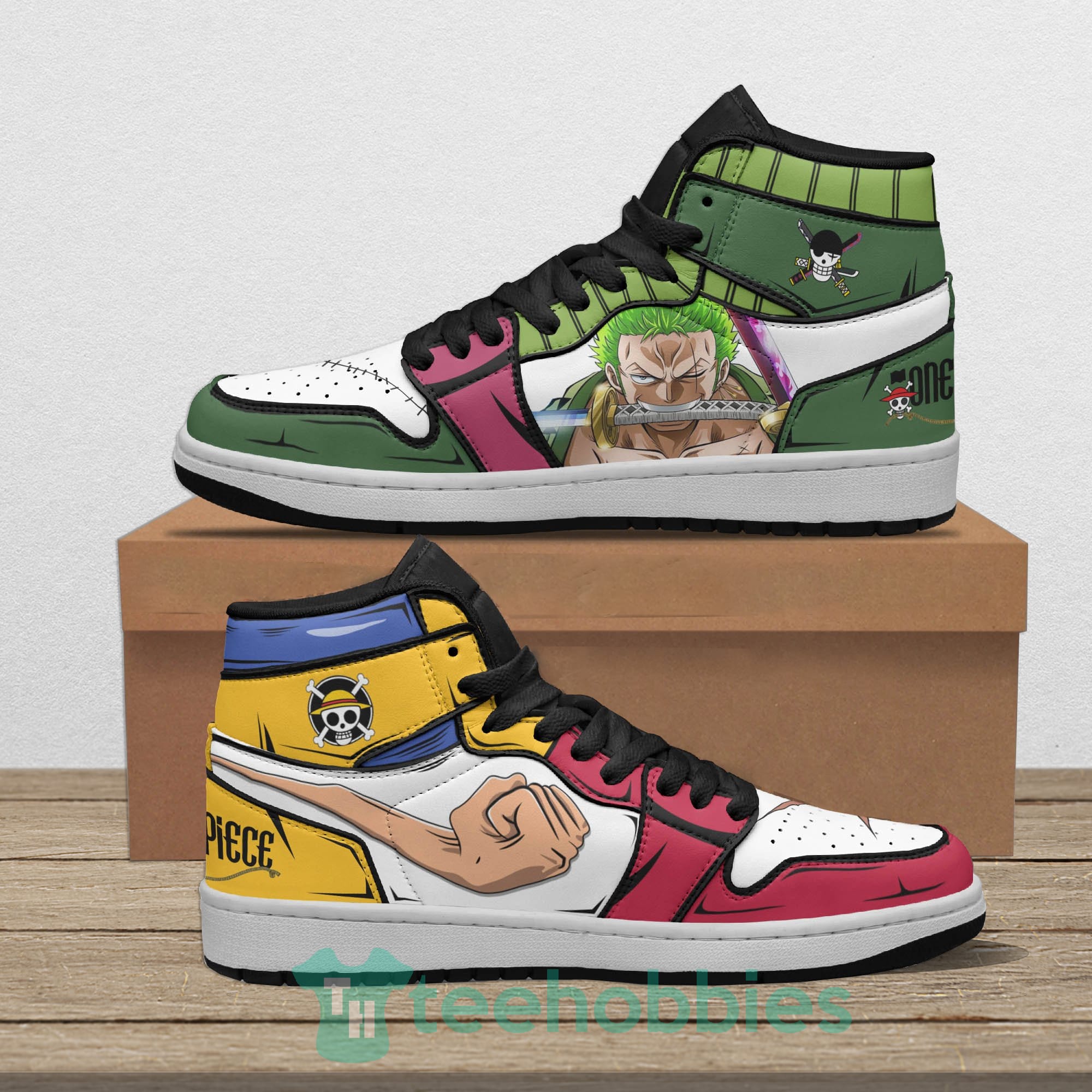 Luffy And Zoro Custom One Piece Air Jordan Hoghtop Shoes Anime