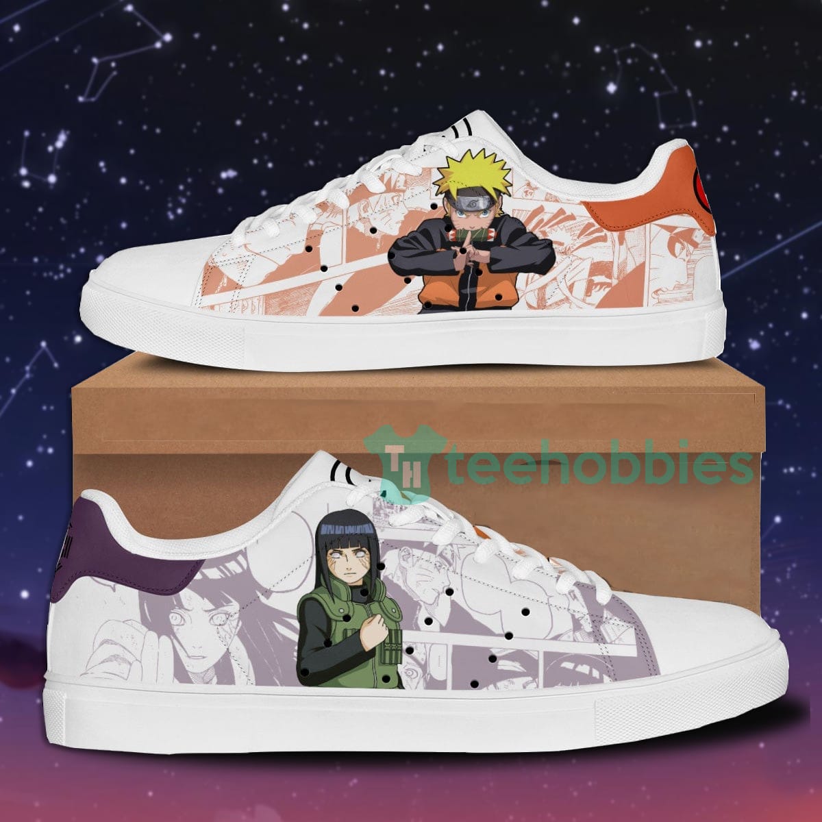 Naruto Uzumaki and Hinata Hyuga Custom Naruto Anime Skate Shoes For Men And Women Product photo 1