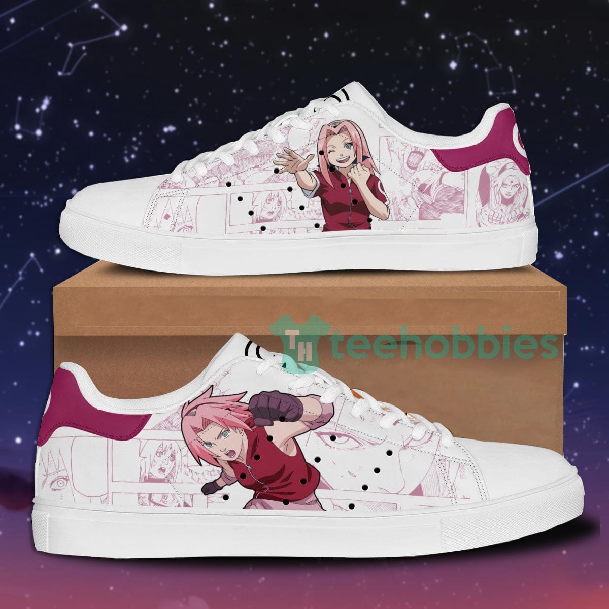 Sakura Haruno Custom Naruto Anime Skate Shoes For Men And Women