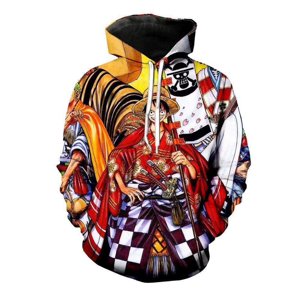 Straw Hat Pirates In Kimonos One Piece Lover 3D Hoodie - 3D Hoodie - Red