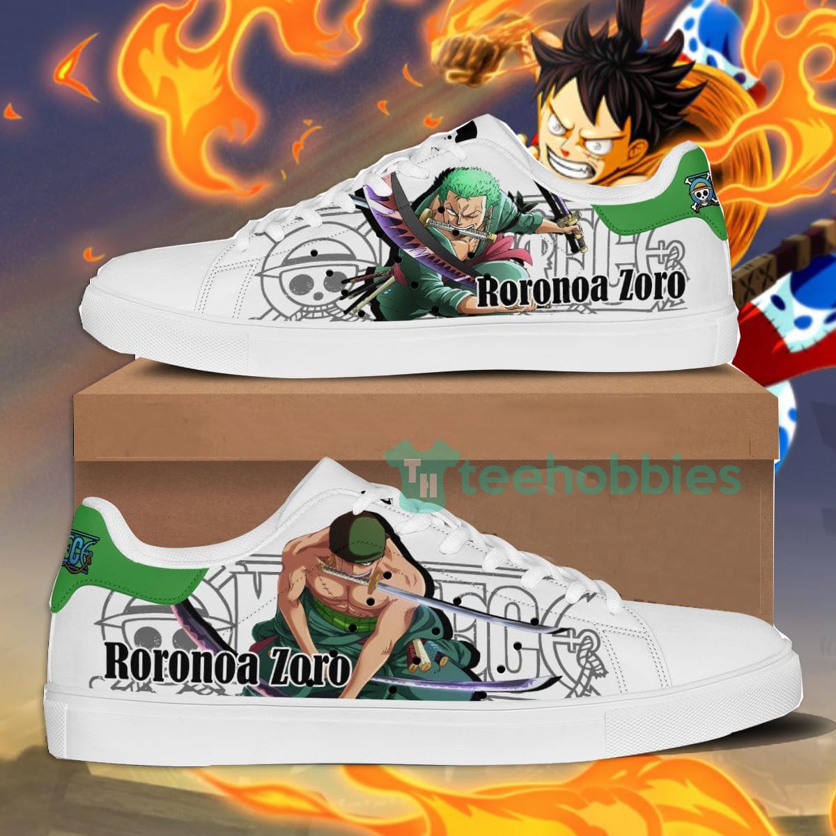Zoro Custom Anime One Piece Fans Skate Shoes