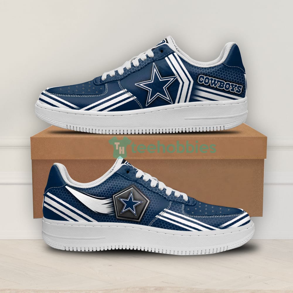 Dallas Cowboys Logo And Striped Style Air Force Shoes For Fans