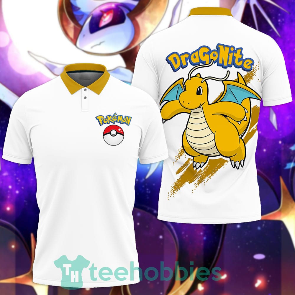 Dragonite White Polo Shirt Pokemon Custom Anime Gift For Fans