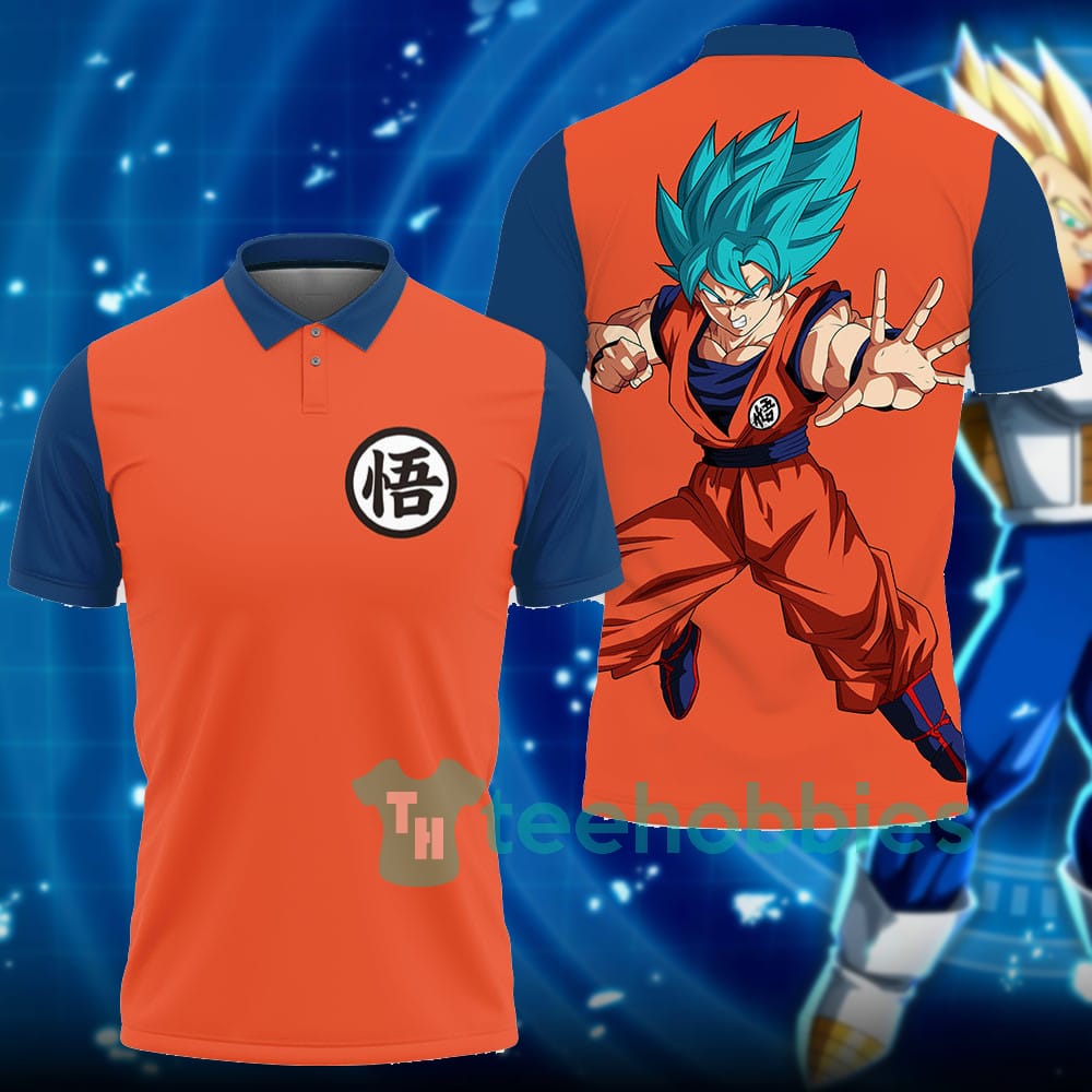 Goku Blue Dragon Ball Custom Anime Orange Polo Shirt For Fans