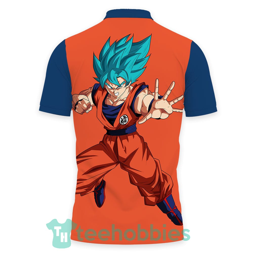Goku Blue Dragon Ball Custom Anime Orange Polo Shirt For Fans Product photo 2