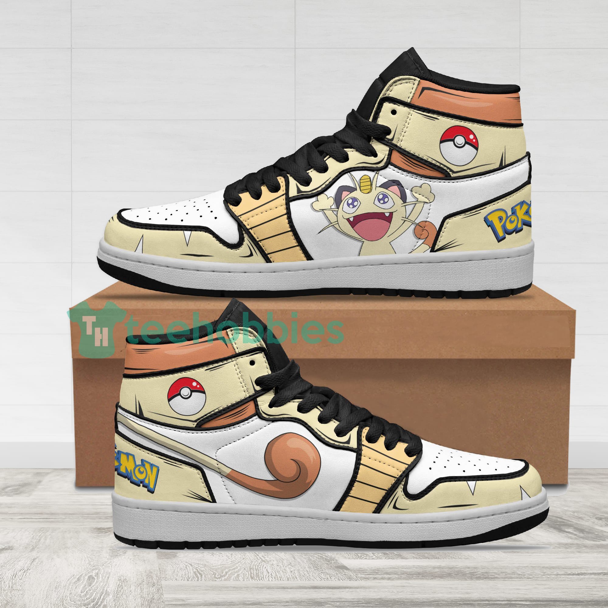 Meowth Fans Custom Pokemon Anime Air Jordan Hightop Shoes