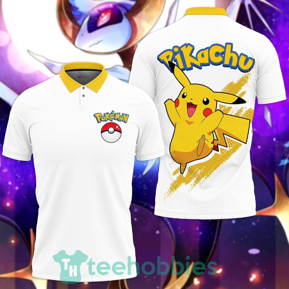 Pikachu White Polo Shirt Pokemon Custom Anime Gift For Fans