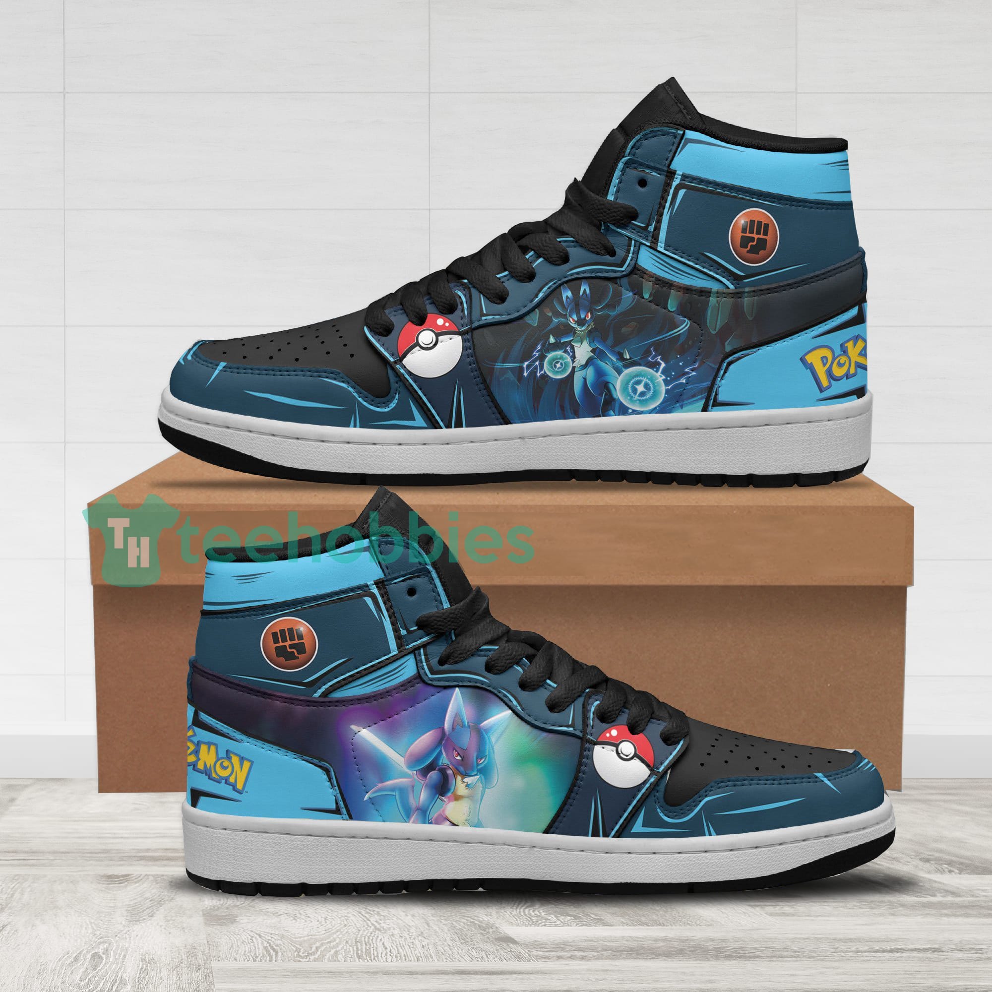 Pokemon Lucario Fans Custom Anime Air Jordan Hightop Shoes