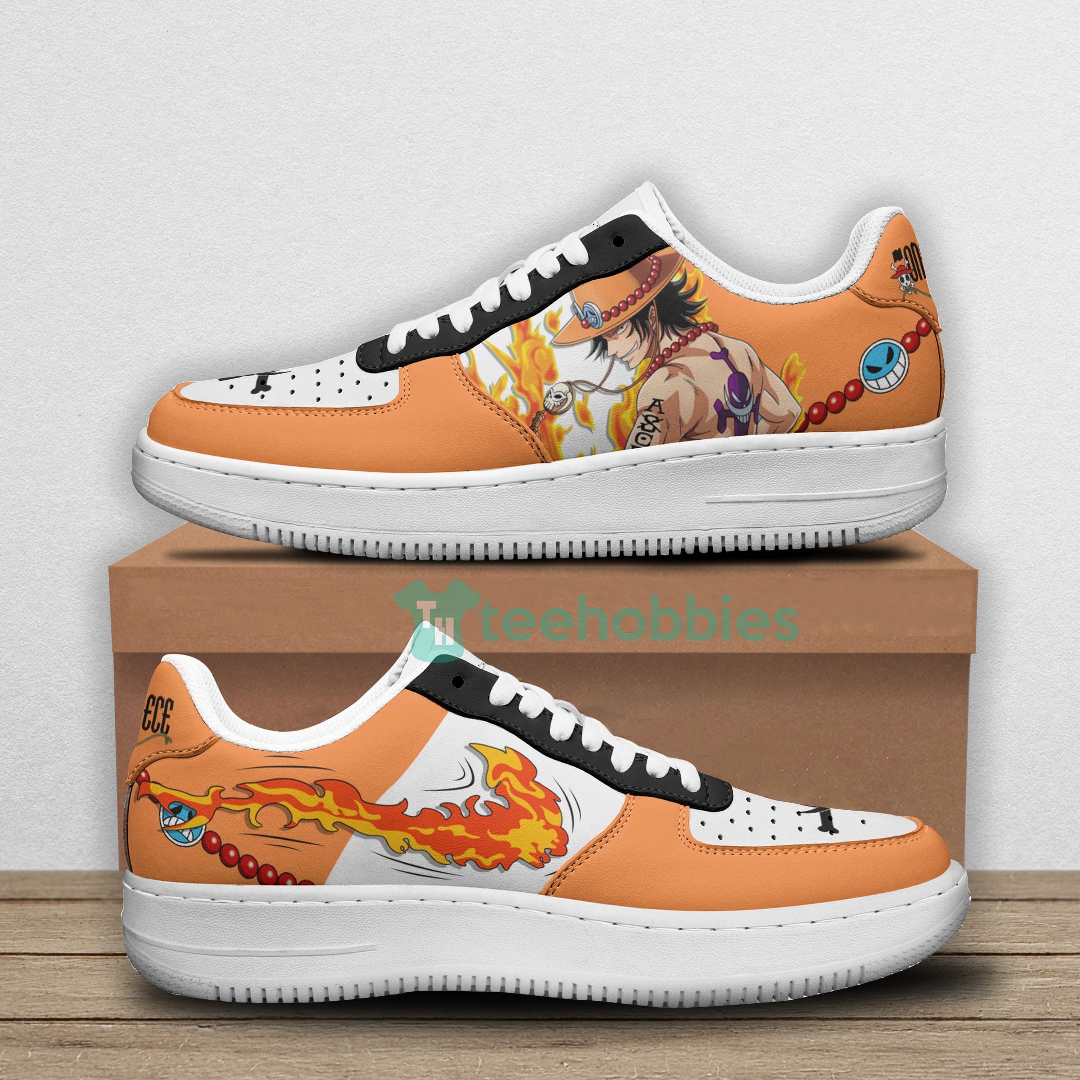 Portgas D Ace Custom One Piece Anime For Fans Air Force Shoes