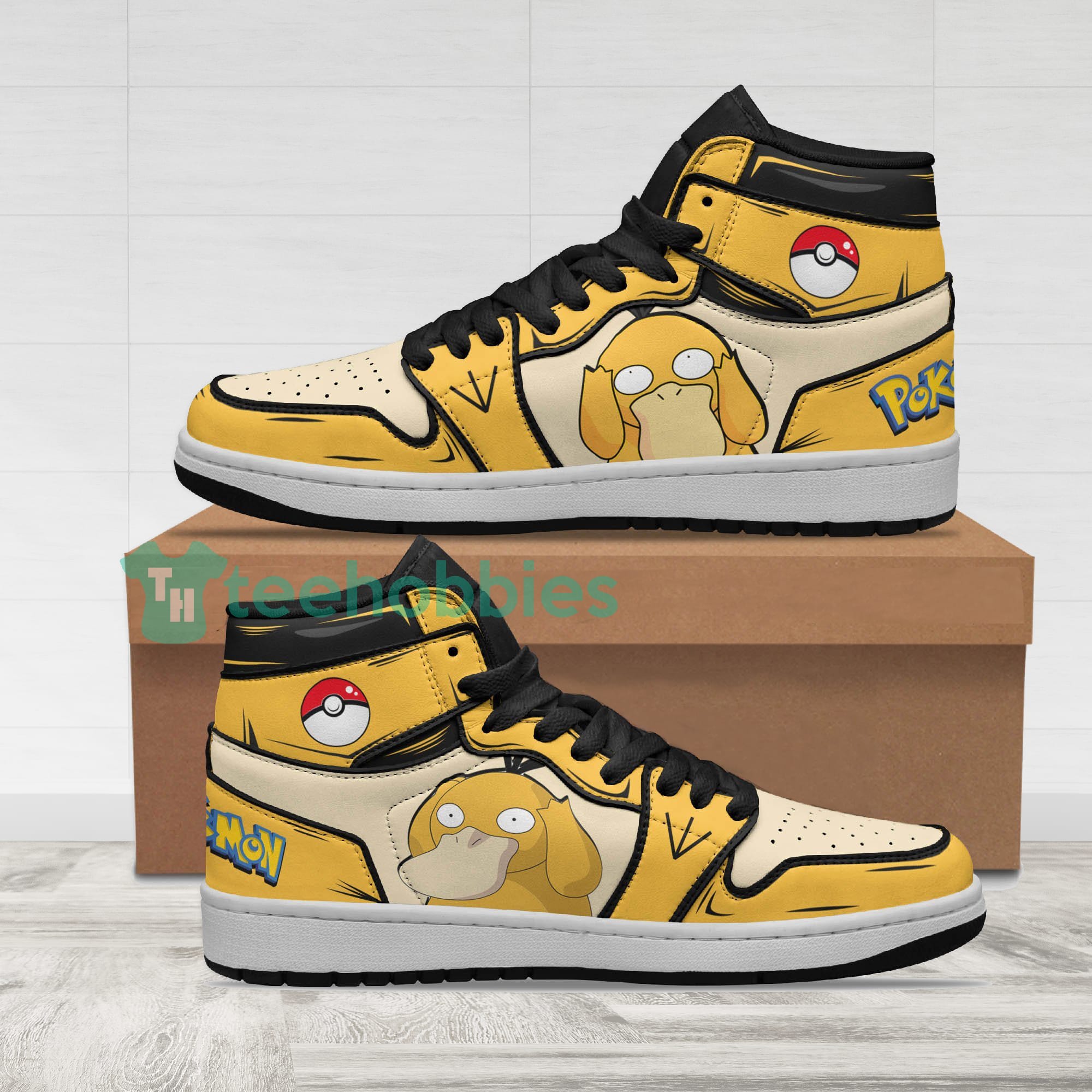 Psyduck Fans Custom Pokemon Anime Air Jordan Hightop Shoes