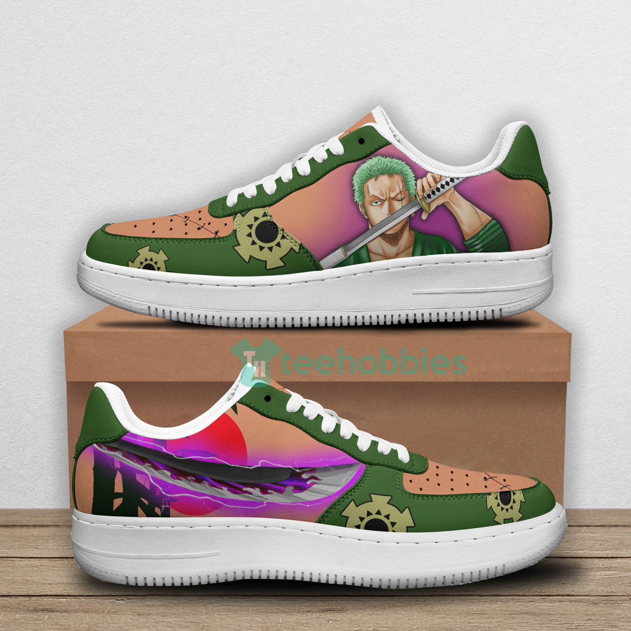 Roronoa Zoro Custom One Piece Anime For Fans Mix Color Air Force Shoes