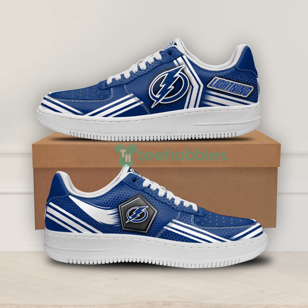 Tampa Bay Lightning Logo And Striped Style Air Force Shoes For Fans