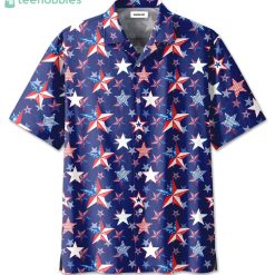 4Th Of July Us Flag Star Pattern Navy Hawaiian Shirtsproduct photo 1