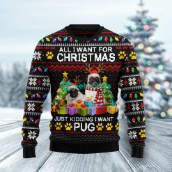 All I Want For Christmas Pug Christmas Ugly Christmas Holiday Sweater Product Photo 1