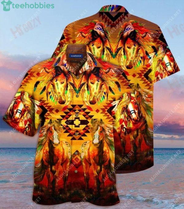 Amazing War Horse Fire Short Sleeves Hawaiian Shirtproduct photo 1