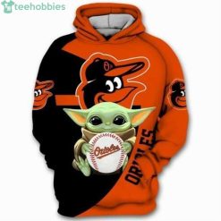 Baltimore Orioles Baseball Baby Yoda Star Wars 3D Hoodieproduct photo 1