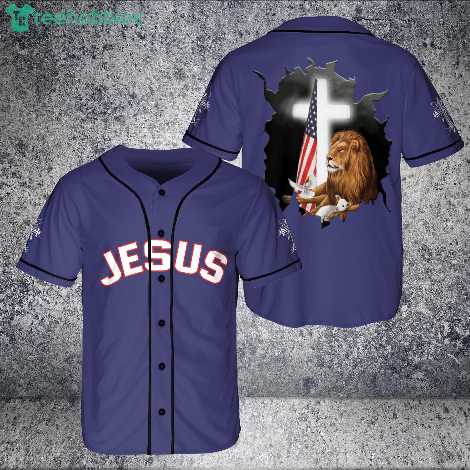 Custom Christian And Lion Jesus Amazing Cross Jersey Baseball Shirt Product Photo 1