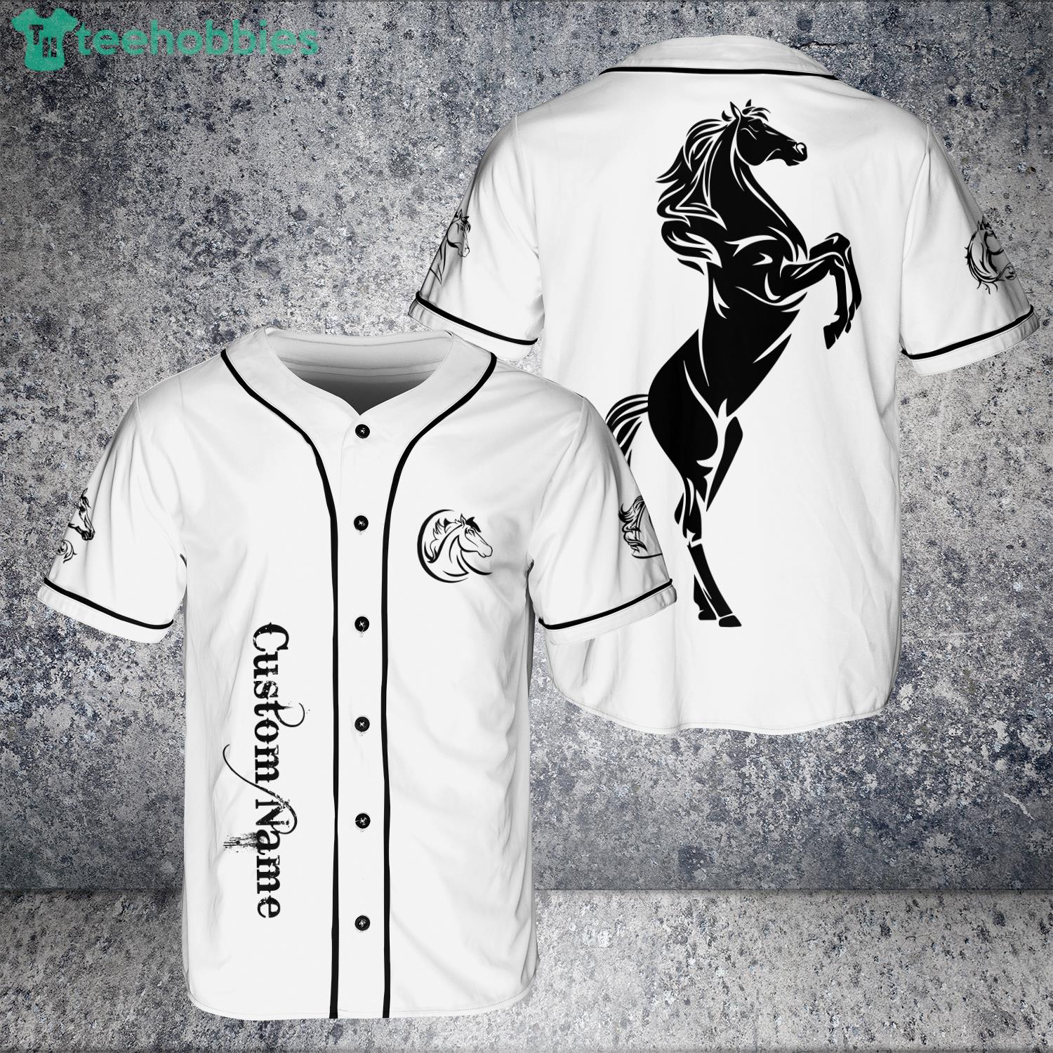 Custom Name Best Horse Animal Racing Lover Jersey Baseball Shirt Product Photo 1
