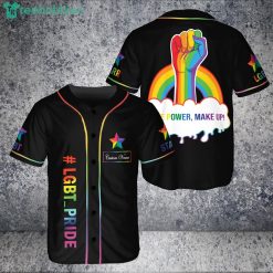 Custom Name Lgbt Pride Hand Support Love Is Love Lgbt Rainbow Jersey Baseball Shirt Product Photo 1