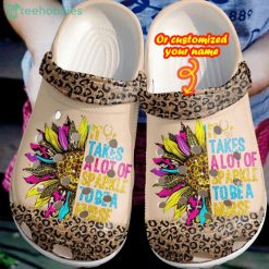 Custom Name Sunflower Leopard Nurse Best Gift For Nurse Clog Shoes Product Photo 1