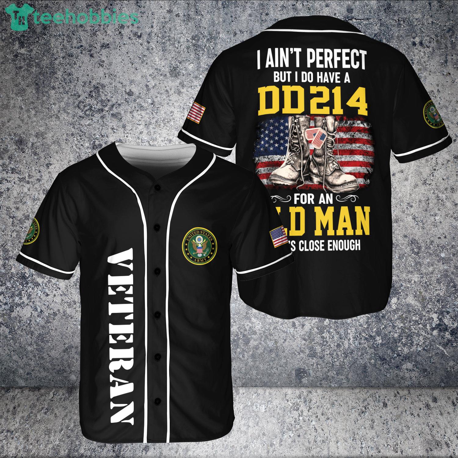Custom Never Underestimate An Old Man With A Dd-4 Veteran Jersey Baseball Shirt Product Photo 1