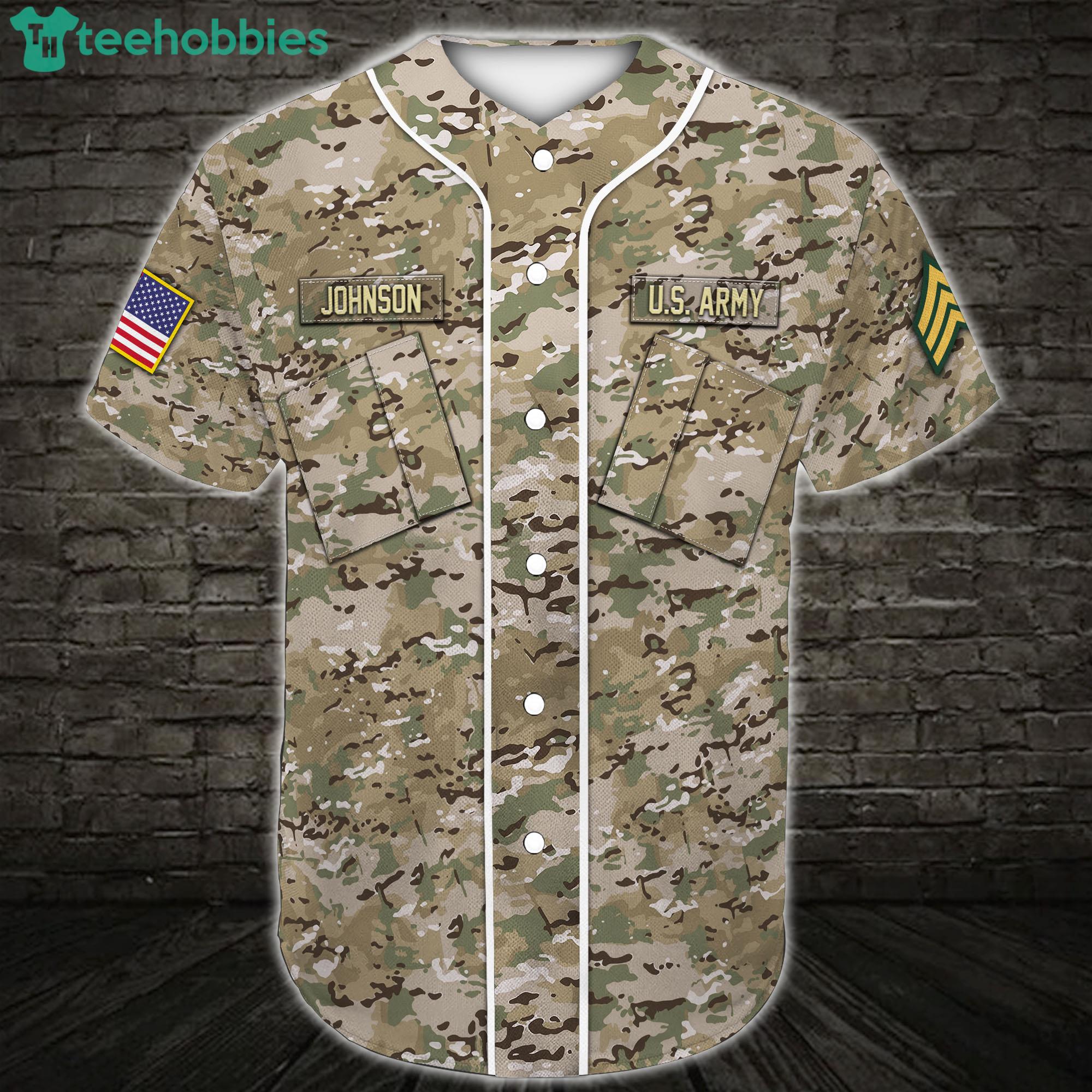 Custom US Army US Army Veteran Army Rank Jersey Baseball Shirt Product Photo 1