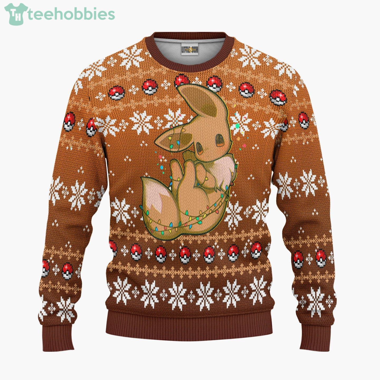 Eevee Cute Ugly Christmas Sweater Pokemon Custom Ugly Christmas Sweater Hoodie Product Photo 1