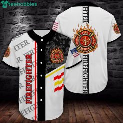 Firefighter Lover Best Gift White Jersey Baseball Shirt Product Photo 2