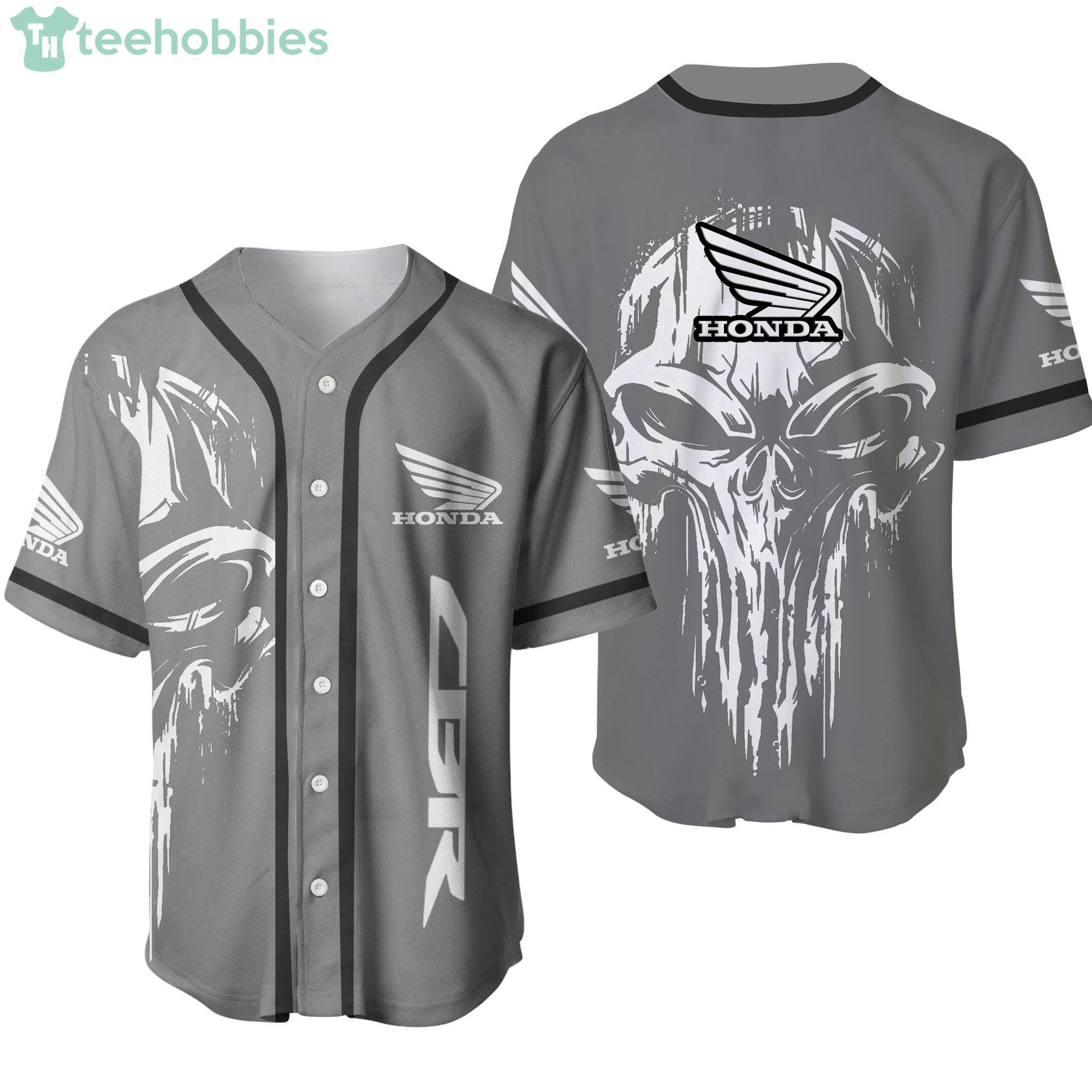 Honda Cbr Skull Men's Round Collar Grey Jersey Baseball Shirt Product Photo 1