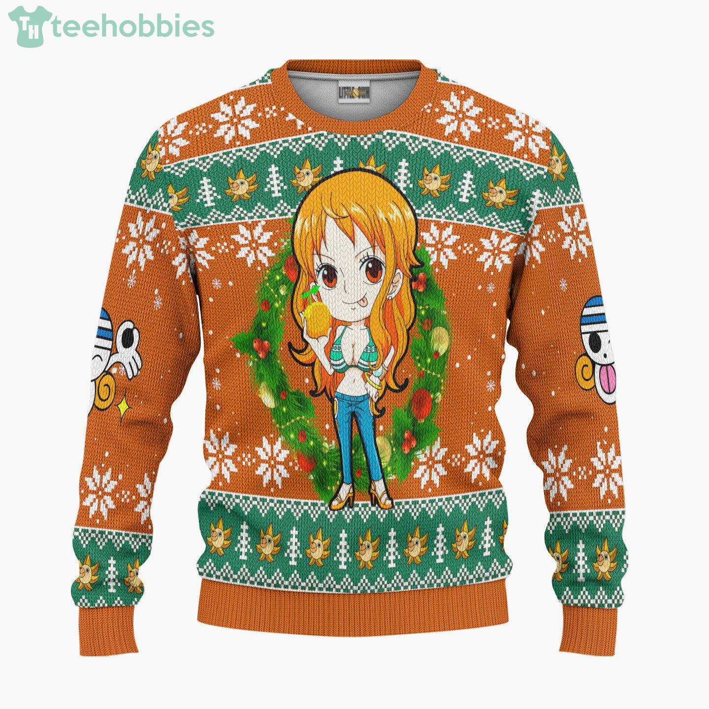 One Piece Custom Nami Anime Fans Ugly Christmas Sweater Hoodie Product Photo 1