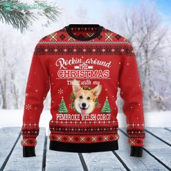 Pembroke Welsh Corgi Rockin’ Ugly Christmas Holiday Sweater Product Photo 1