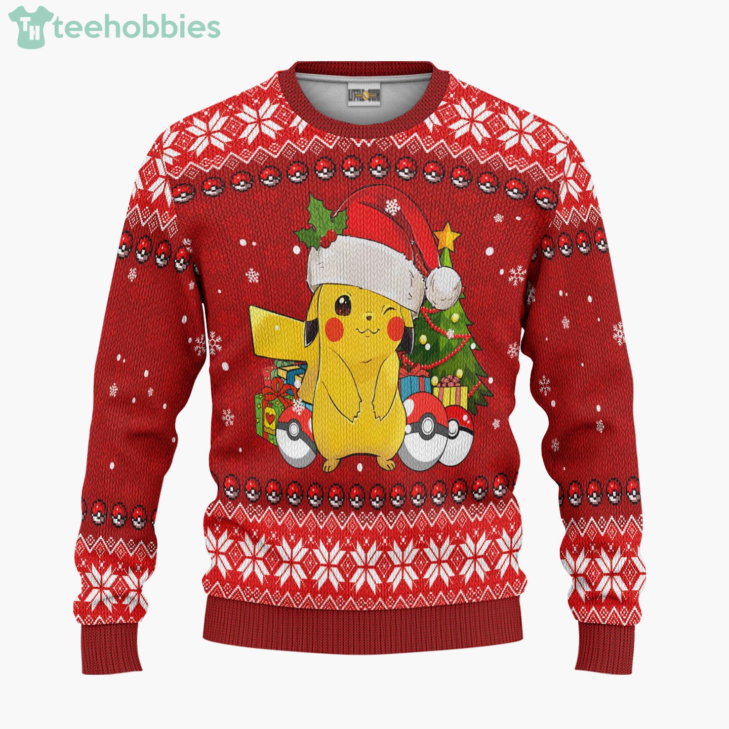 Pikachu Ugly Christmas Sweater Pokemon Custom Ugly Christmas Sweater Hoodie Product Photo 1
