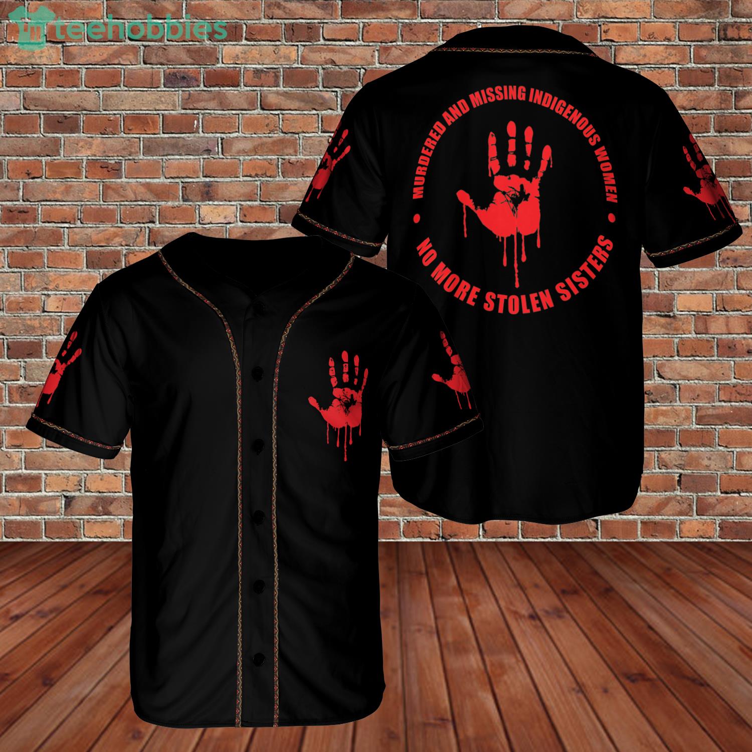 Pride IndigenoUS Native Americanuniswex Black Jersey Baseball Shirt Product Photo 1
