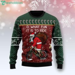 Santa Cycling What Fun It Is To Ride Ugly Christmas Sweater Product Photo 1