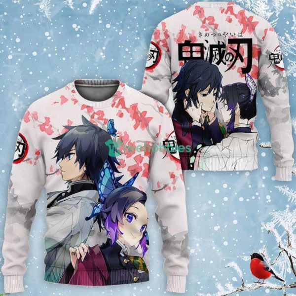 Shinobu and Giyuu All Over Printed 3D Shirt Custom Kimetsu Anime Fans Valentine's Gifts Product Photo 2