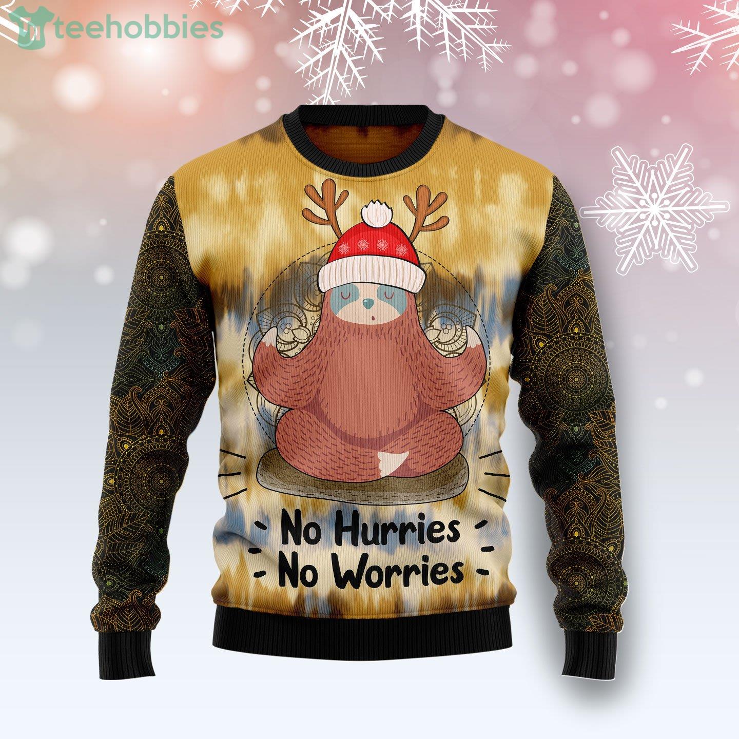 Sloth Mandala No Hurries No Worries Ugly Christmas Sweater Product Photo 1