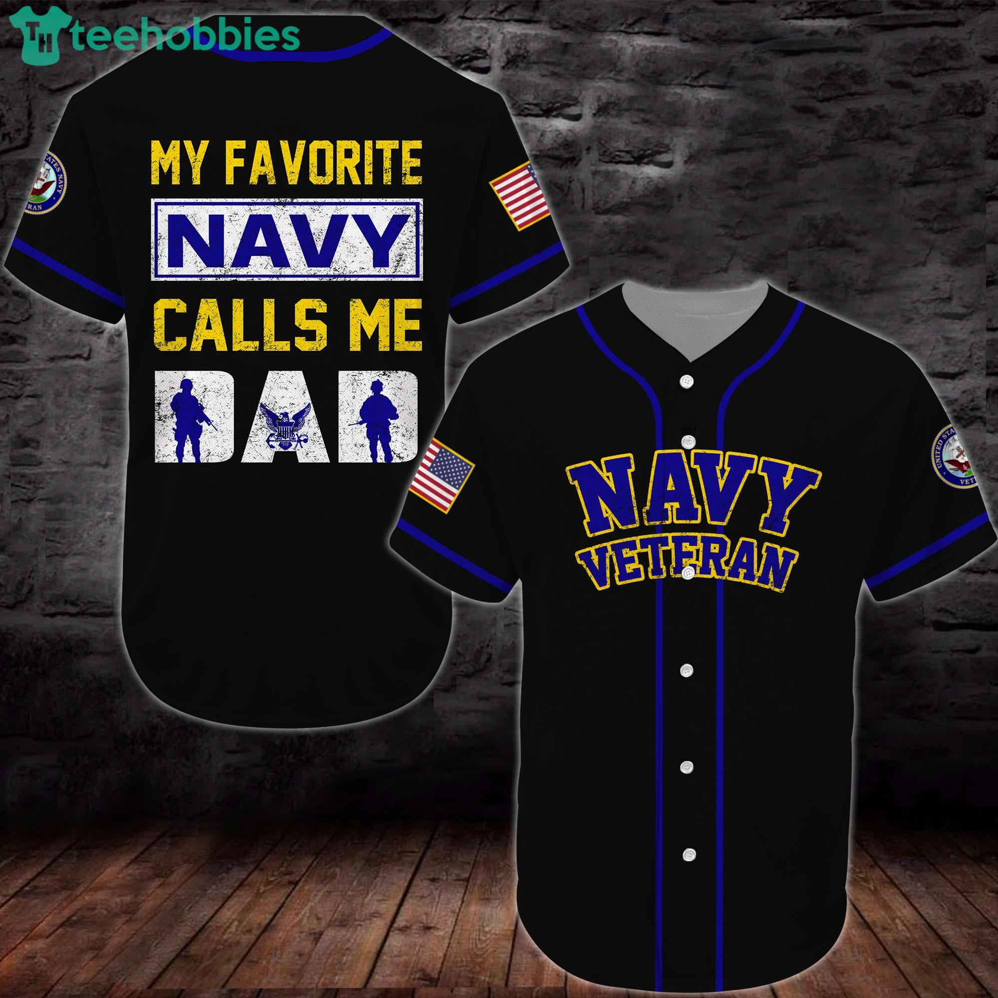 United States My Favorite Navy Calls Me Navy Veteran Jersey Baseball Shirt Product Photo 1