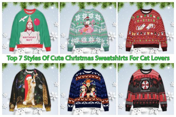 Top 7 Styles Of Cute Christmas Sweatshirts For Cat Lovers
