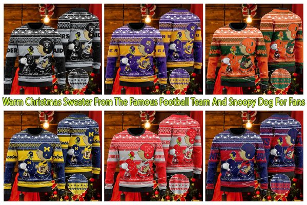 Warm Christmas Sweater From The Famous Football Team And Snoopy Dog For Fans